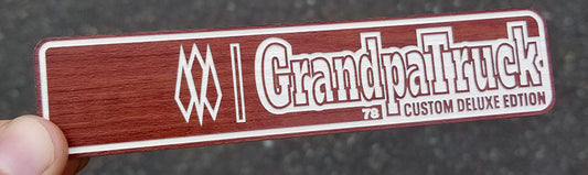 Grandpa Truck Wood Custom Emblem
