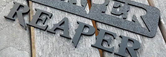Loose Letters Installed in Mounting Template for Reaper Emblem