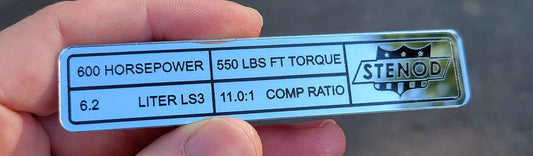 Engine Displacement Dash Plaque