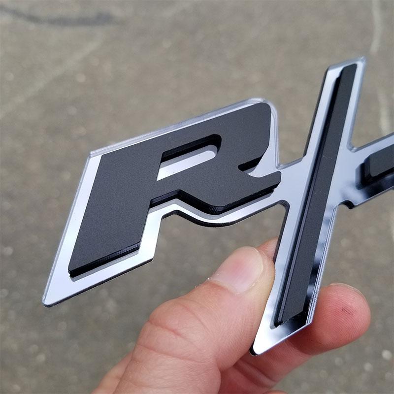 R/T matte black & chrome emblem