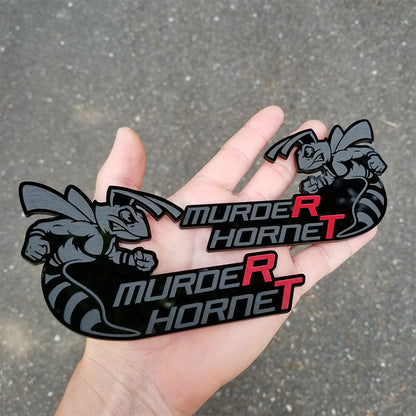 Matched pair of Murder Hornet Badges with Red Engraving