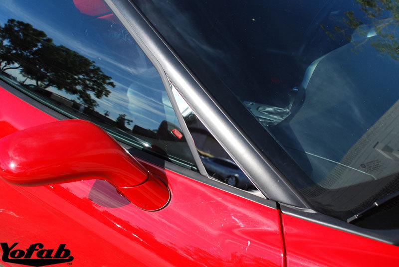 C6 Corvette Polished Stainless Side Mirror Trim Installed