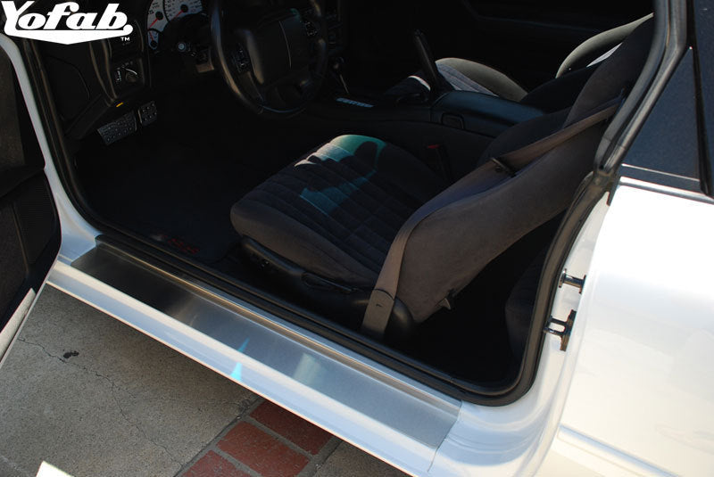 Brushed Stainless Camaro Door Sills Installed