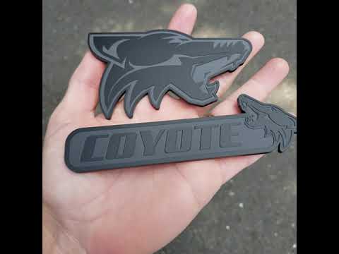 Matte Black Coyote Emblem Badge – Red Eye Custom Look – Unbranded